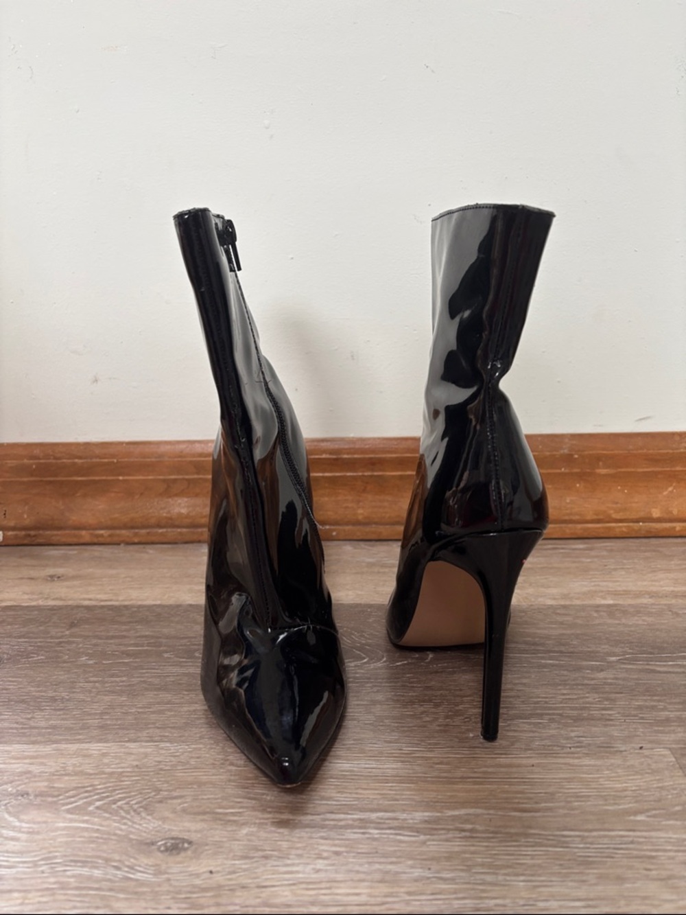 Steve Madden Black Patent Stiletto Ankle Boots